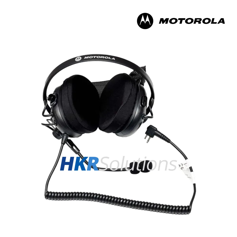 MOTOROLA PMLN6540 Heavy Duty Headset With Behind-The-Head Dual Muff Noise-Cancelling Boom Microphone And In-Line PTT